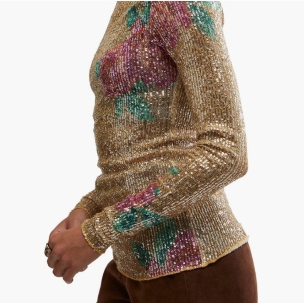 NWT Free People Intimately Free People Gold Rush Sequin Top Size Medium - Picture 4 of 11